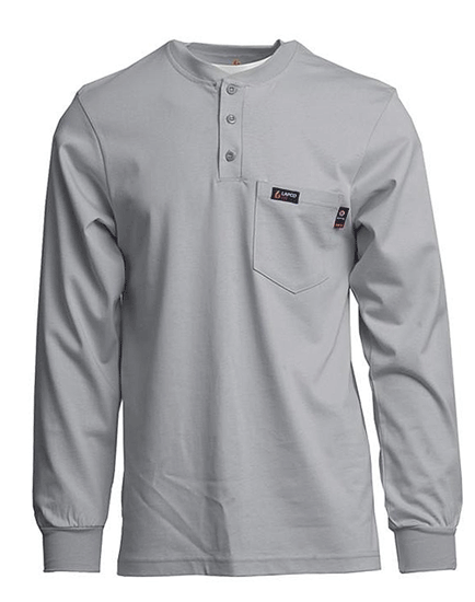(image for) LAPCO FR Henley Gray Shirt Optional Embroidery FRT-HJE GRY