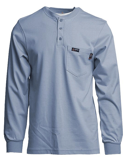 LAPCO FR Henley Medium Blue Shirt Optional Embroidery FRT-HJE MB