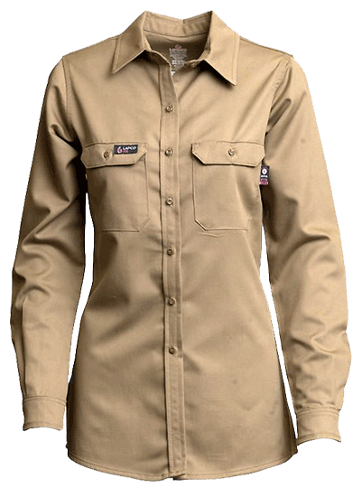 (image for) Lapco Women's FR Uniform Khaki Shirt Ultra Soft L-SFRACKH