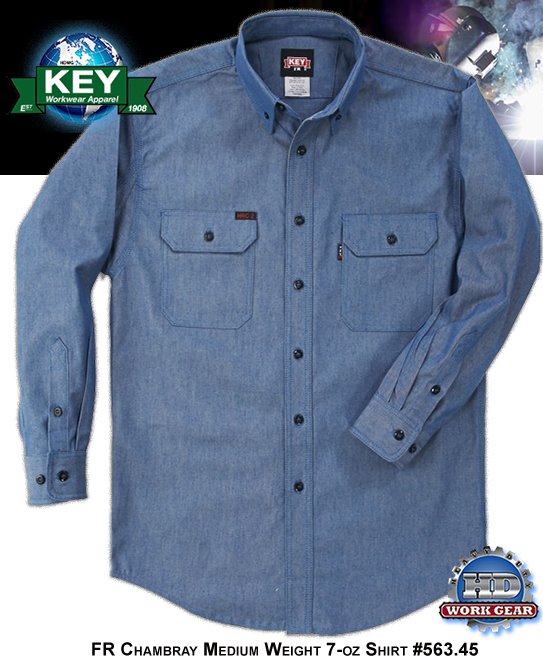 (image for) Key FR Shirt Chambray Blue Comfort Medium Weight Fabric 563